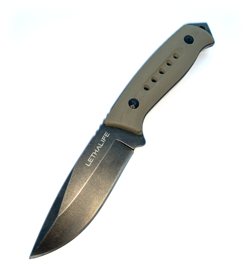Fixed Blade Hunting Knife - Full Tang, Coyote Brown